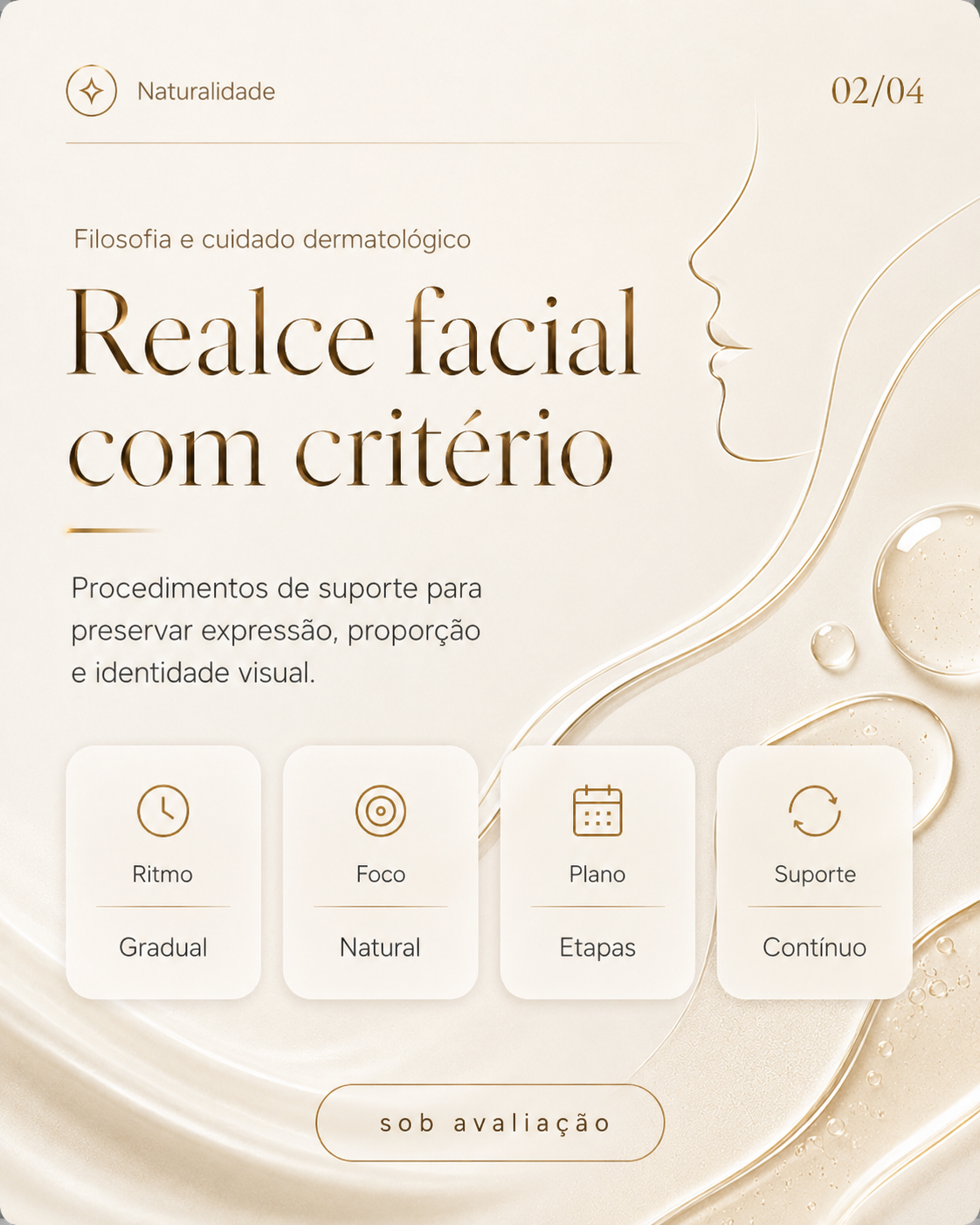 Arte editorial sobre realce facial com criterio